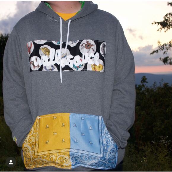 Walla‎ Sauce Mens Upcycled Handmade Pokemon Jimi Hendrix Experience Band Hoodie - Picture 1 of 13